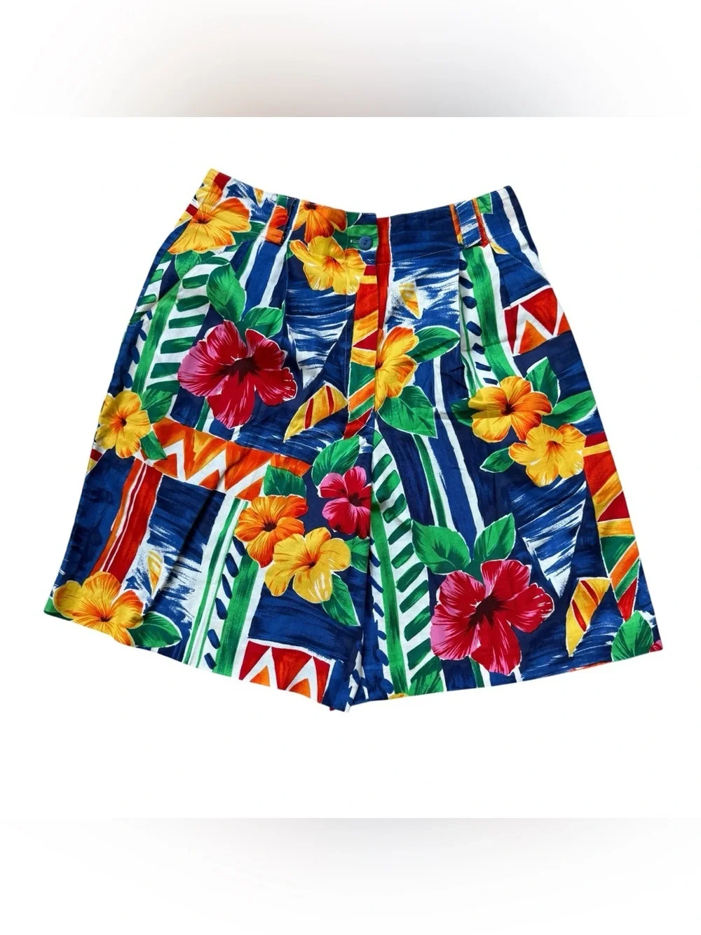 VTG Tropical Floral Two Piece Set Hawaiian Shirt Shorts Matching Resort Set Sz 8